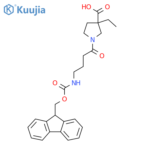 3-ethyl-1-4-({(9H-fluoren-9-yl)methoxycarbonyl}amino)butanoylpyrrolidine-3-carboxylic acid structure