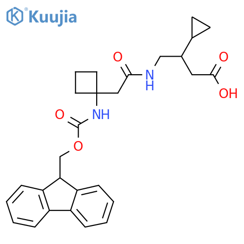 3-cyclopropyl-4-{2-1-({(9H-fluoren-9-yl)methoxycarbonyl}amino)cyclobutylacetamido}butanoic acid structure