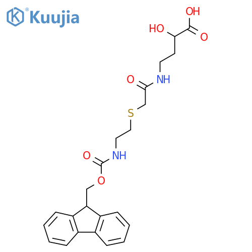4-(2-{2-({(9H-fluoren-9-yl)methoxycarbonyl}amino)ethylsulfanyl}acetamido)-2-hydroxybutanoic acid structure