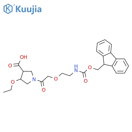 4-ethoxy-1-{2-2-({(9H-fluoren-9-yl)methoxycarbonyl}amino)ethoxyacetyl}pyrrolidine-3-carboxylic acid structure