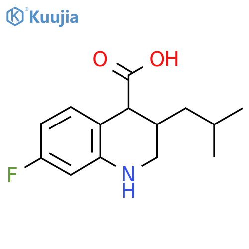 7-fluoro-3-(2-methylpropyl)-1,2,3,4-tetrahydroquinoline-4-carboxylic acid structure