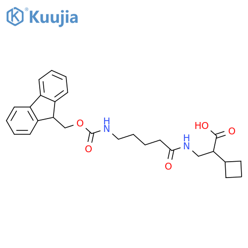 2-cyclobutyl-3-5-({(9H-fluoren-9-yl)methoxycarbonyl}amino)pentanamidopropanoic acid structure