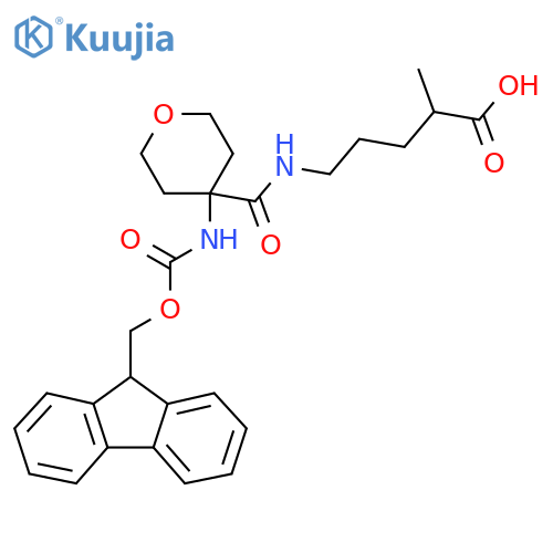 5-{4-({(9H-fluoren-9-yl)methoxycarbonyl}amino)oxan-4-ylformamido}-2-methylpentanoic acid structure