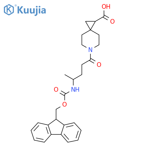 6-4-({(9H-fluoren-9-yl)methoxycarbonyl}amino)pentanoyl-6-azaspiro2.5octane-1-carboxylic acid structure