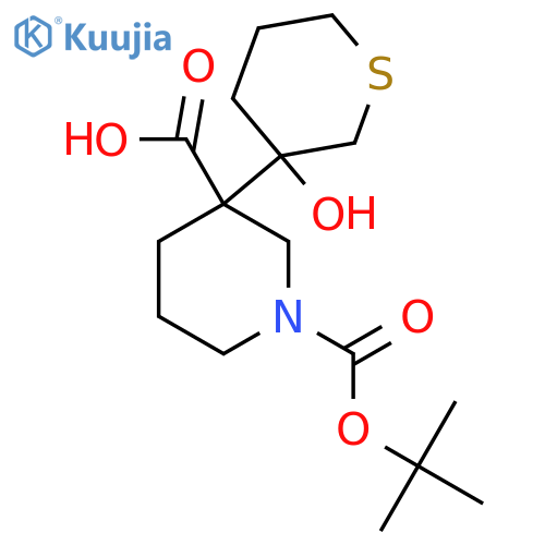 1-(tert-butoxy)carbonyl-3-(3-hydroxythian-3-yl)piperidine-3-carboxylic acid structure