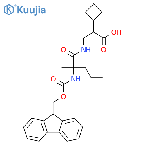 2-cyclobutyl-3-2-({(9H-fluoren-9-yl)methoxycarbonyl}amino)-2-methylpentanamidopropanoic acid structure