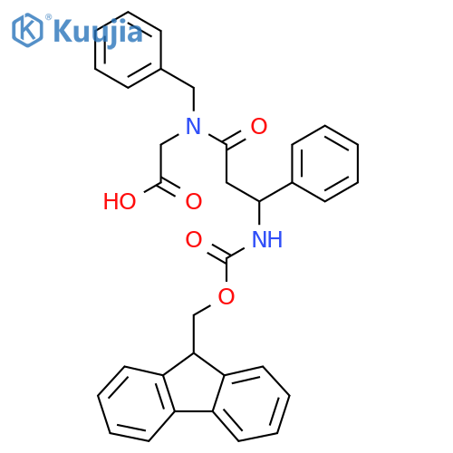 2-N-benzyl-3-({(9H-fluoren-9-yl)methoxycarbonyl}amino)-3-phenylpropanamidoacetic acid structure