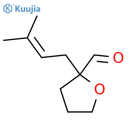 2-(3-methylbut-2-en-1-yl)oxolane-2-carbaldehyde structure