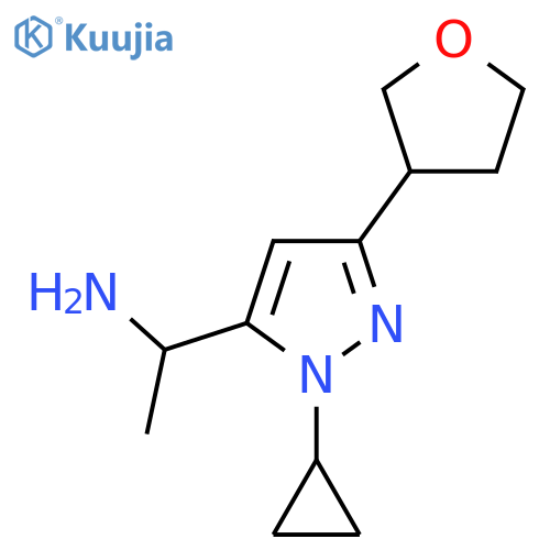1-1-cyclopropyl-3-(oxolan-3-yl)-1H-pyrazol-5-ylethan-1-amine structure