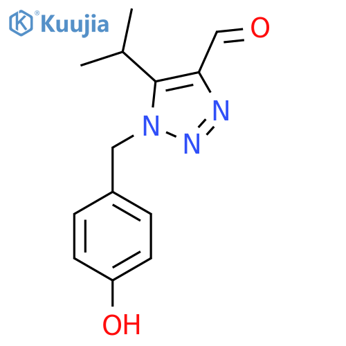 1-(4-hydroxyphenyl)methyl-5-(propan-2-yl)-1H-1,2,3-triazole-4-carbaldehyde structure