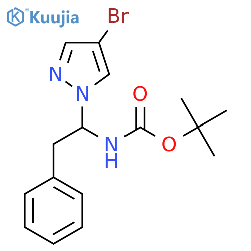 tert-butyl N-1-(4-bromo-1H-pyrazol-1-yl)-2-phenylethylcarbamate structure