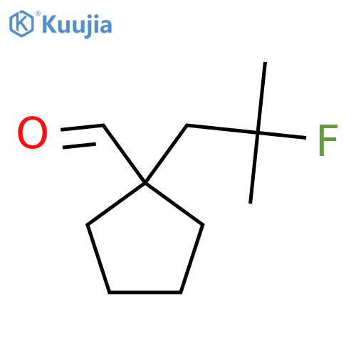 1-(2-fluoro-2-methylpropyl)cyclopentane-1-carbaldehyde structure