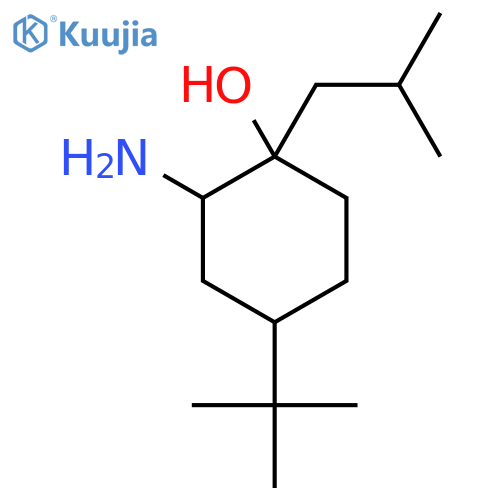 2-amino-4-tert-butyl-1-(2-methylpropyl)cyclohexan-1-ol structure