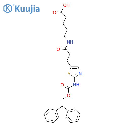 5-{3-2-({(9H-fluoren-9-yl)methoxycarbonyl}amino)-1,3-thiazol-5-ylpropanamido}pentanoic acid structure