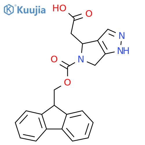 2-{5-(9H-fluoren-9-ylmethoxy)carbonyl-2H,4H,5H,6H-pyrrolo3,4-cpyrazol-4-yl}acetic acid structure