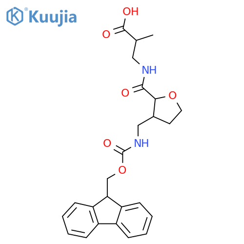 3-({3-({(9H-fluoren-9-yl)methoxycarbonyl}amino)methyloxolan-2-yl}formamido)-2-methylpropanoic acid structure