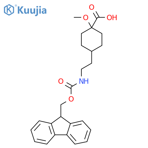 4-(2-{(9H-fluoren-9-ylmethoxy)carbonylamino}ethyl)-1-methoxycyclohexane-1-carboxylic acid structure