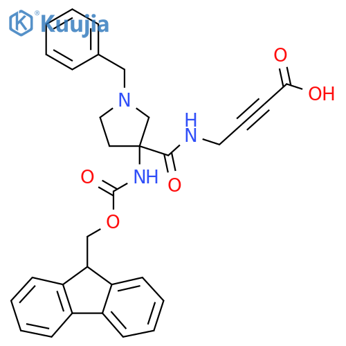 4-{1-benzyl-3-({(9H-fluoren-9-yl)methoxycarbonyl}amino)pyrrolidin-3-ylformamido}but-2-ynoic acid structure