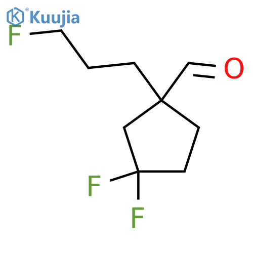 3,3-difluoro-1-(3-fluoropropyl)cyclopentane-1-carbaldehyde structure