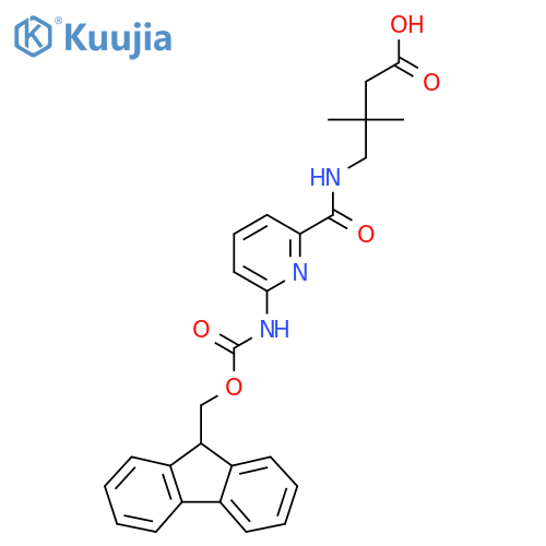 4-{6-({(9H-fluoren-9-yl)methoxycarbonyl}amino)pyridin-2-ylformamido}-3,3-dimethylbutanoic acid structure