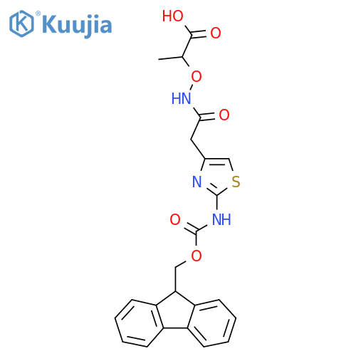 2-({2-2-({(9H-fluoren-9-yl)methoxycarbonyl}amino)-1,3-thiazol-4-ylacetamido}oxy)propanoic acid structure