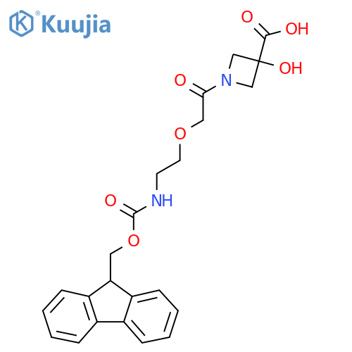 1-{2-2-({(9H-fluoren-9-yl)methoxycarbonyl}amino)ethoxyacetyl}-3-hydroxyazetidine-3-carboxylic acid structure