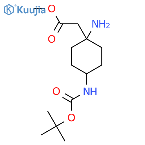 methyl 2-(1-amino-4-{(tert-butoxy)carbonylamino}cyclohexyl)acetate structure