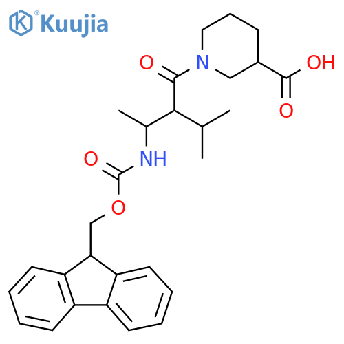 1-3-({(9H-fluoren-9-yl)methoxycarbonyl}amino)-2-(propan-2-yl)butanoylpiperidine-3-carboxylic acid structure