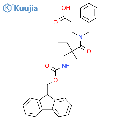 3-{N-benzyl-2-({(9H-fluoren-9-yl)methoxycarbonyl}amino)methyl-2-methylbutanamido}propanoic acid structure