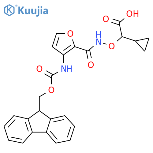 2-cyclopropyl-2-({3-({(9H-fluoren-9-yl)methoxycarbonyl}amino)furan-2-ylformamido}oxy)acetic acid structure