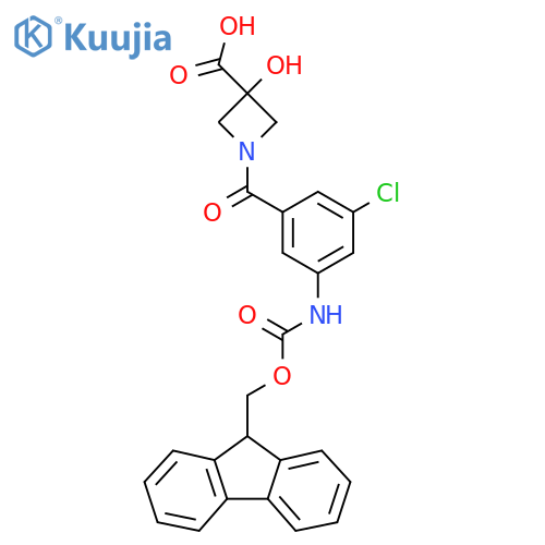 1-3-chloro-5-({(9H-fluoren-9-yl)methoxycarbonyl}amino)benzoyl-3-hydroxyazetidine-3-carboxylic acid structure