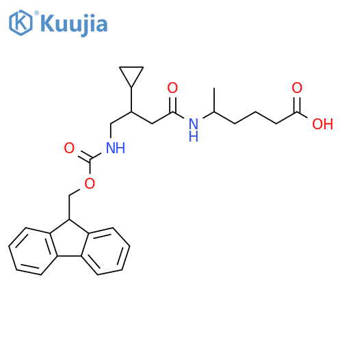 5-3-cyclopropyl-4-({(9H-fluoren-9-yl)methoxycarbonyl}amino)butanamidohexanoic acid structure