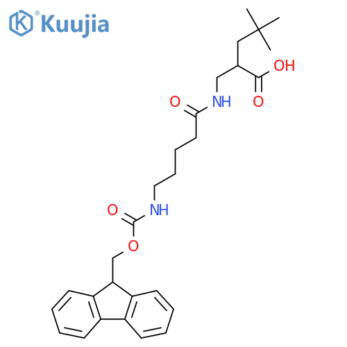 2-{5-({(9H-fluoren-9-yl)methoxycarbonyl}amino)pentanamidomethyl}-4,4-dimethylpentanoic acid structure