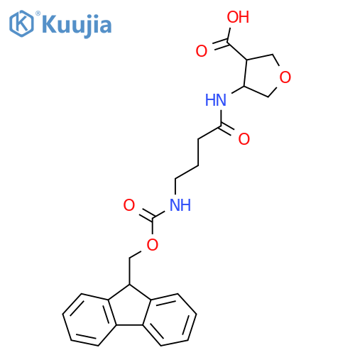 4-4-({(9H-fluoren-9-yl)methoxycarbonyl}amino)butanamidooxolane-3-carboxylic acid structure