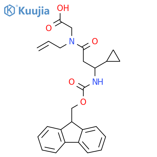 2-3-cyclopropyl-3-({(9H-fluoren-9-yl)methoxycarbonyl}amino)-N-(prop-2-en-1-yl)propanamidoacetic acid structure