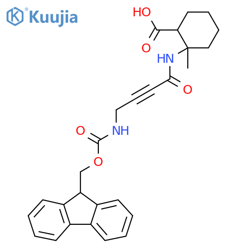 2-4-({(9H-fluoren-9-yl)methoxycarbonyl}amino)but-2-ynamido-2-methylcyclohexane-1-carboxylic acid structure