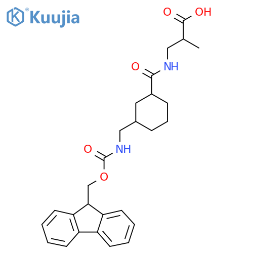 3-({3-({(9H-fluoren-9-yl)methoxycarbonyl}amino)methylcyclohexyl}formamido)-2-methylpropanoic acid structure