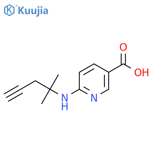 6-(2-methylpent-4-yn-2-yl)aminopyridine-3-carboxylic acid structure