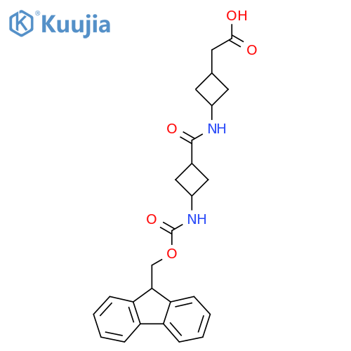2-{3-3-({(9H-fluoren-9-yl)methoxycarbonyl}amino)cyclobutaneamidocyclobutyl}acetic acid structure