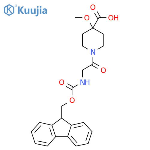 1-2-({(9H-fluoren-9-yl)methoxycarbonyl}amino)acetyl-4-methoxypiperidine-4-carboxylic acid structure