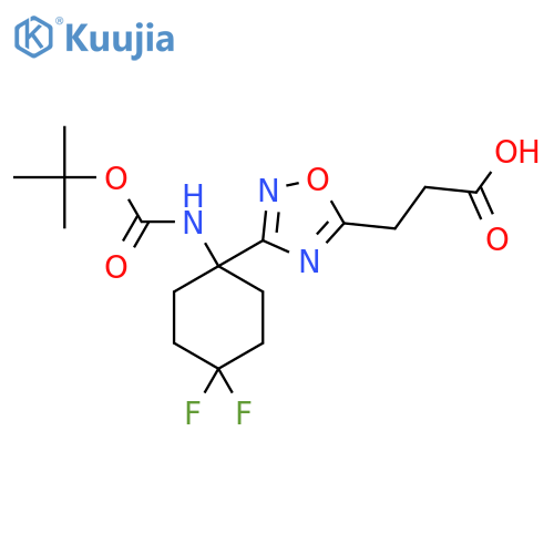 3-3-(1-{(tert-butoxy)carbonylamino}-4,4-difluorocyclohexyl)-1,2,4-oxadiazol-5-ylpropanoic acid structure