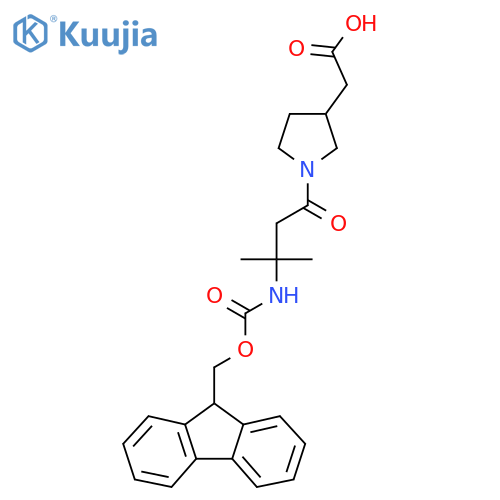 2-{1-3-({(9H-fluoren-9-yl)methoxycarbonyl}amino)-3-methylbutanoylpyrrolidin-3-yl}acetic acid structure