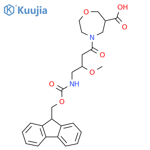 4-4-({(9H-fluoren-9-yl)methoxycarbonyl}amino)-3-methoxybutanoyl-1,4-oxazepane-6-carboxylic acid structure