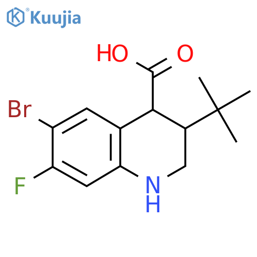 6-bromo-3-tert-butyl-7-fluoro-1,2,3,4-tetrahydroquinoline-4-carboxylic acid structure