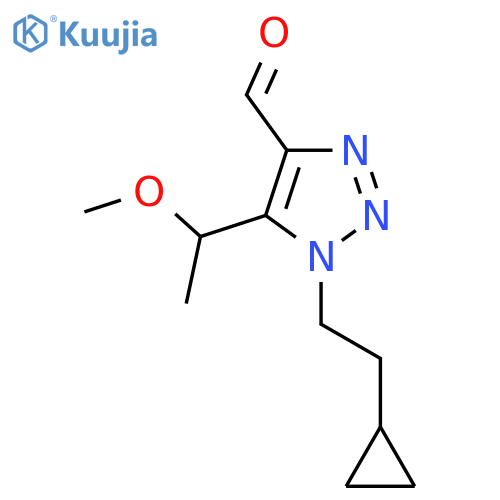 1-(2-cyclopropylethyl)-5-(1-methoxyethyl)-1H-1,2,3-triazole-4-carbaldehyde structure