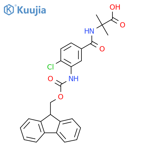 2-{4-chloro-3-({(9H-fluoren-9-yl)methoxycarbonyl}amino)phenylformamido}-2-methylpropanoic acid structure