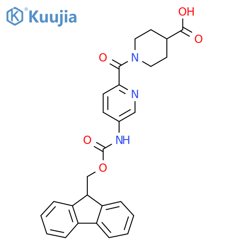 1-5-({(9H-fluoren-9-yl)methoxycarbonyl}amino)pyridine-2-carbonylpiperidine-4-carboxylic acid structure