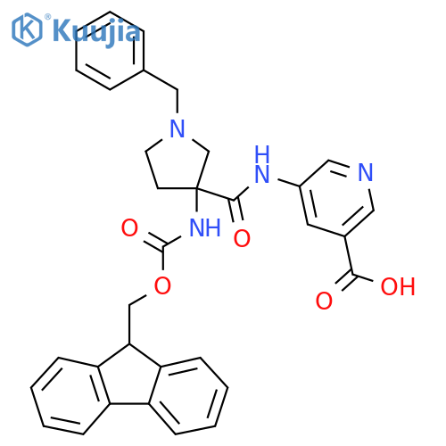 5-1-benzyl-3-({(9H-fluoren-9-yl)methoxycarbonyl}amino)pyrrolidine-3-amidopyridine-3-carboxylic acid structure