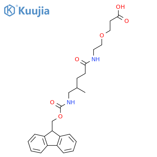 3-{2-5-({(9H-fluoren-9-yl)methoxycarbonyl}amino)-4-methylpentanamidoethoxy}propanoic acid structure