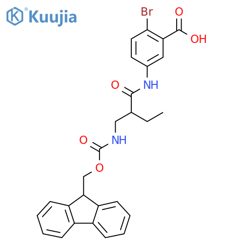 2-bromo-5-{2-({(9H-fluoren-9-yl)methoxycarbonyl}amino)methylbutanamido}benzoic acid structure